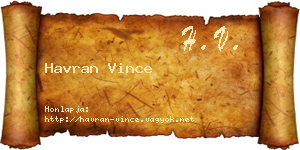Havran Vince névjegykártya